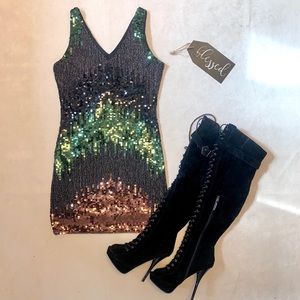 Lydia USA | Sequin| Beaded | Black dress